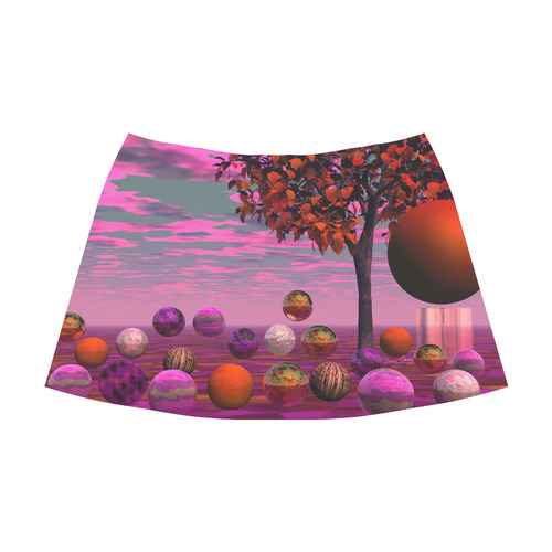 Bittersweet Opinion, Abstract Raspberry Maple Tree Mnemosyne Women's Crepe Skirt (Model D16)