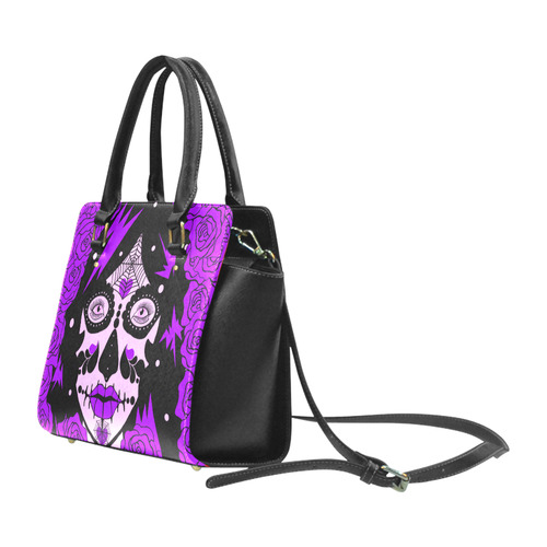 purple roses sugar skull large Classic Shoulder Handbag (Model 1653)