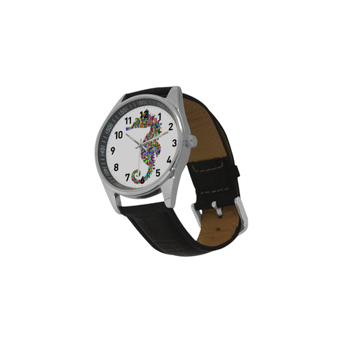 Abstract Triangle Seahorse Men's Casual Leather Strap Watch(Model 211)