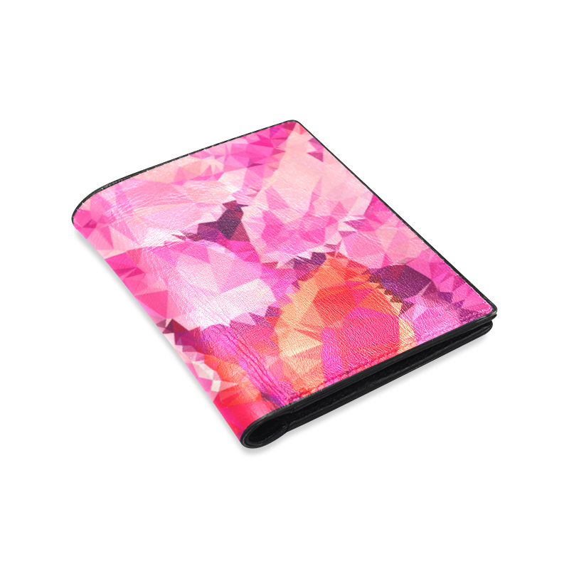 Geometric Magenta Garden Men's Leather Wallet (Model 1612)