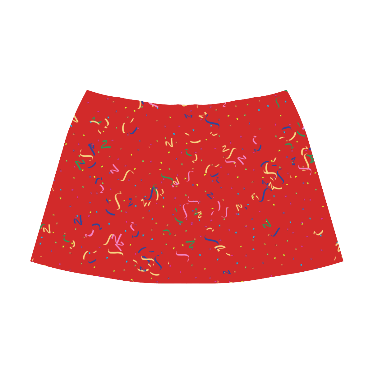 Confetti and  Party Streamers on Red Mnemosyne Women's Crepe Skirt (Model D16)
