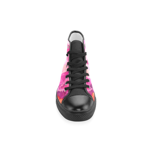 Geometric Magenta Garden Women's Classic High Top Canvas Shoes (Model 017)