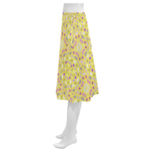 pink purple and yellow dots Mnemosyne Women's Crepe Skirt (Model D16)
