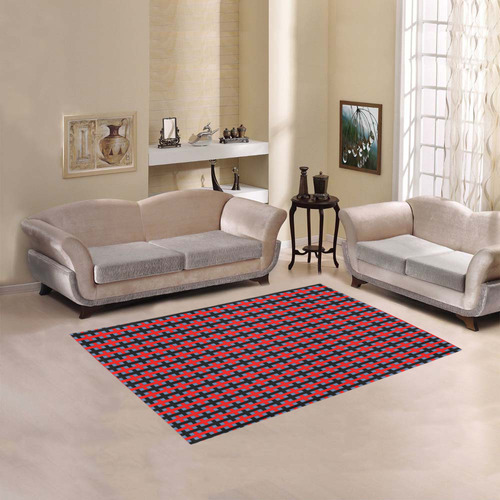 RED CHECKER Area Rug 5'3''x4'