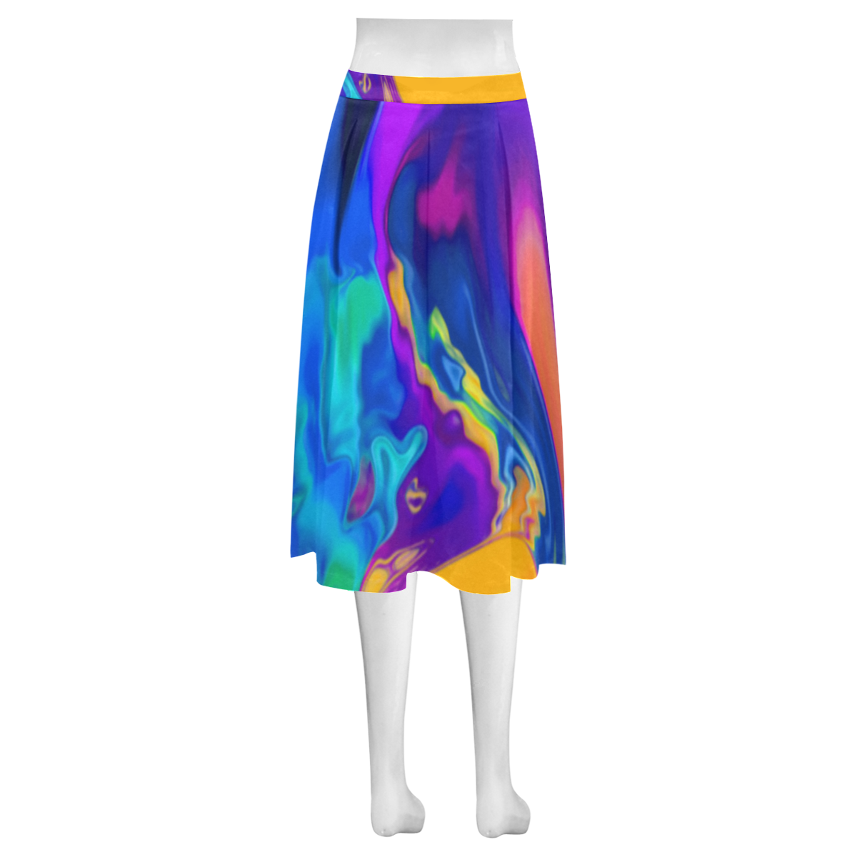 The PERFECT WAVE abstract multicolored Mnemosyne Women's Crepe Skirt (Model D16)