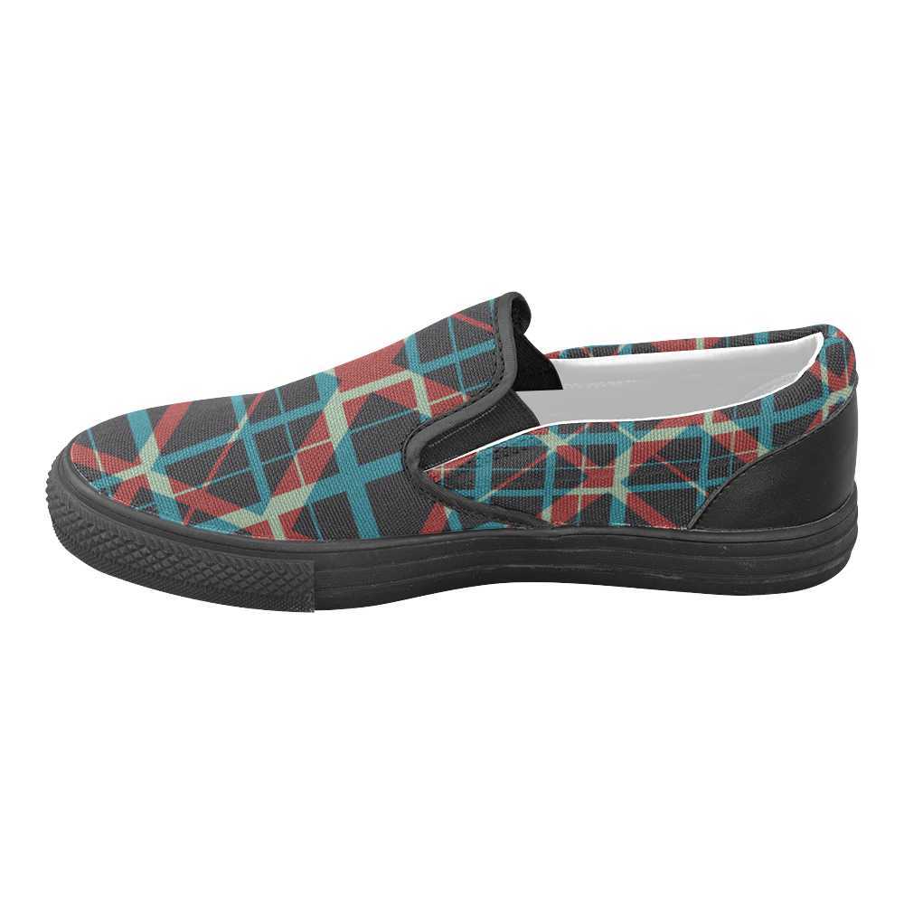 Plaid I pattern plaid cool hipster everyday comfort Men's Unusual Slip-on Canvas Shoes (Model 019)