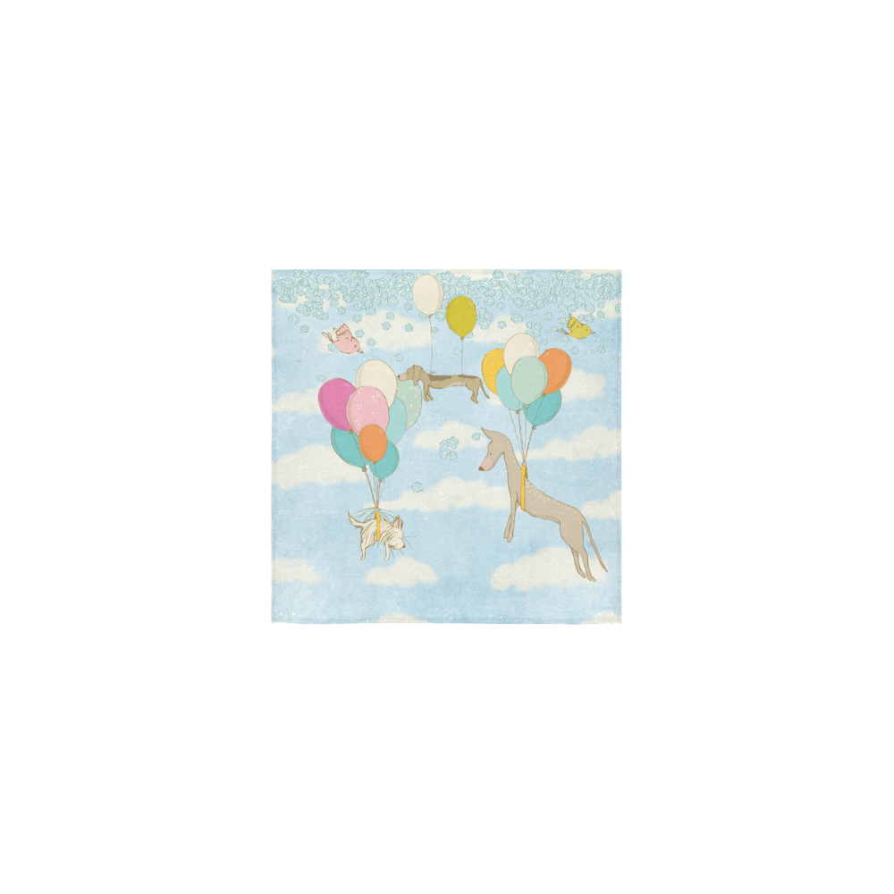 Flight dog flower bird- Lovely watercolor illustration Square Towel 13“x13”