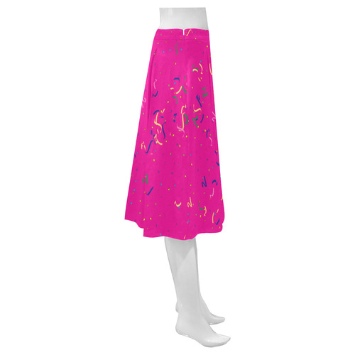 Confetti and  Party Streamers on Pink Mnemosyne Women's Crepe Skirt (Model D16)