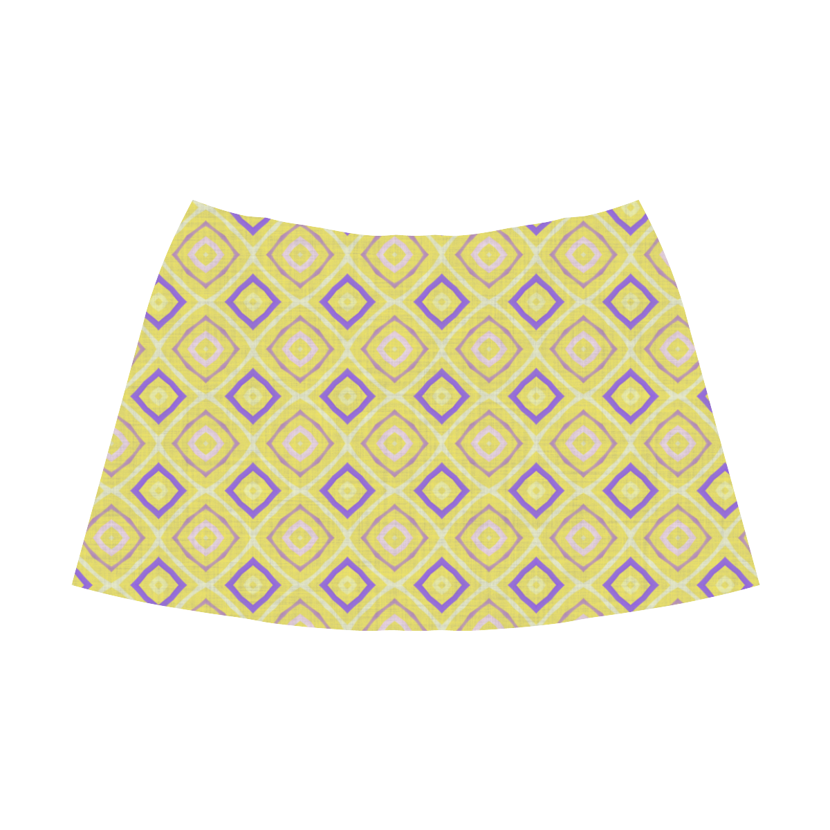 yellow and purple diamond pattern Mnemosyne Women's Crepe Skirt (Model D16)