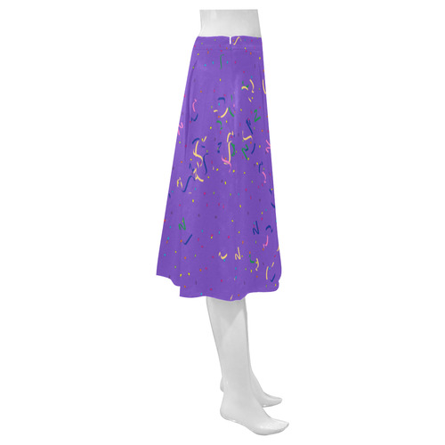 Confetti and  Party Streamers on Purple Mnemosyne Women's Crepe Skirt (Model D16)