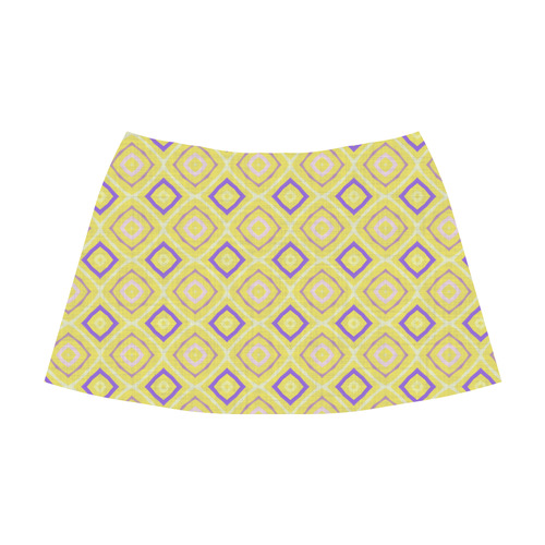 yellow and purple diamond pattern Mnemosyne Women's Crepe Skirt (Model D16)