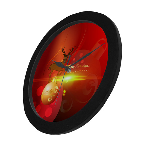 christmas design with reindeer Circular Plastic Wall clock