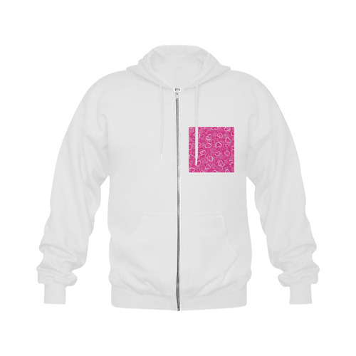 Elegant Pink hoodie with Hearts designers edition 2016 : feel the art! Gildan Full Zip Hooded Sweatshirt (Model H02)