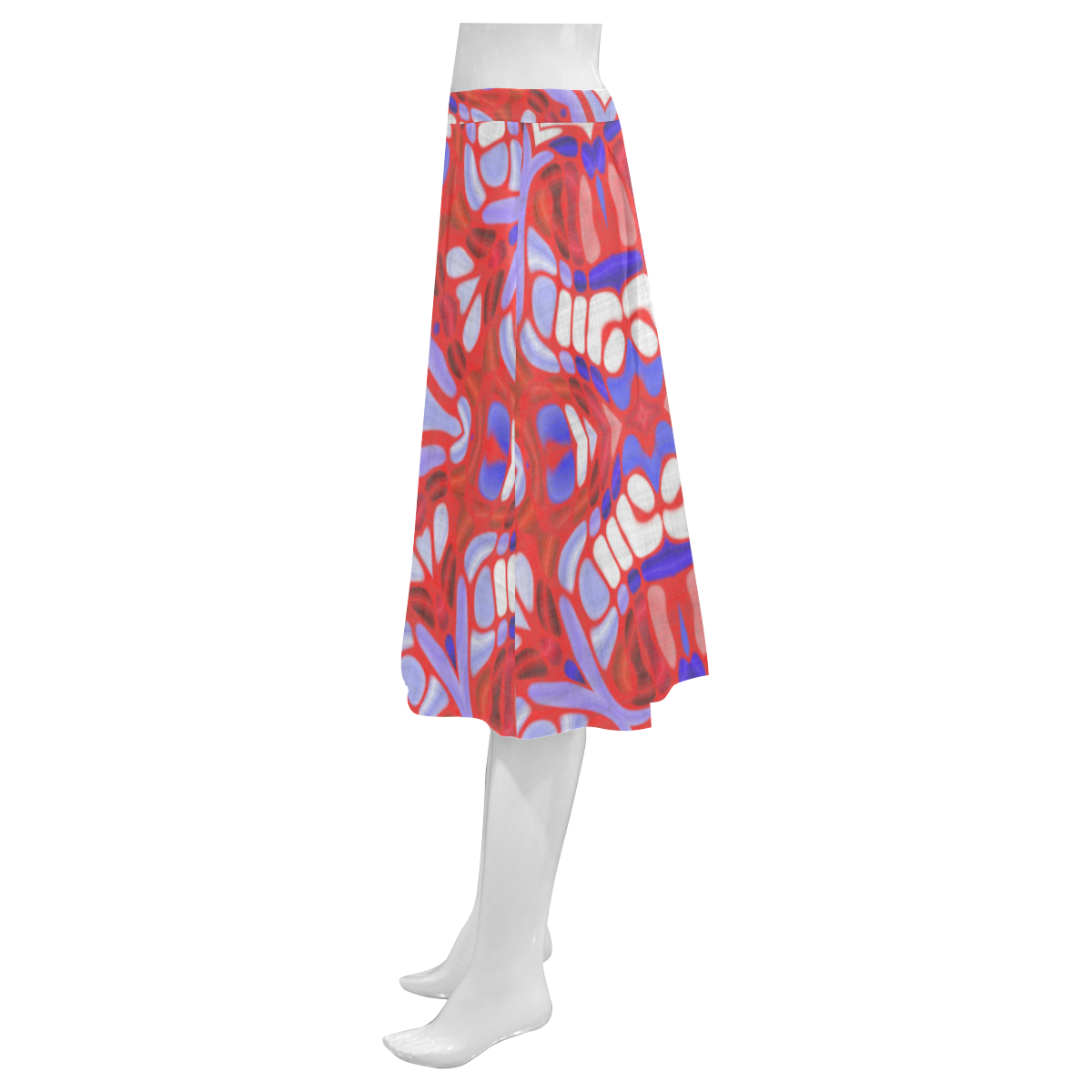 Red Whote and Blue Geometric Pattern Mnemosyne Women's Crepe Skirt (Model D16)