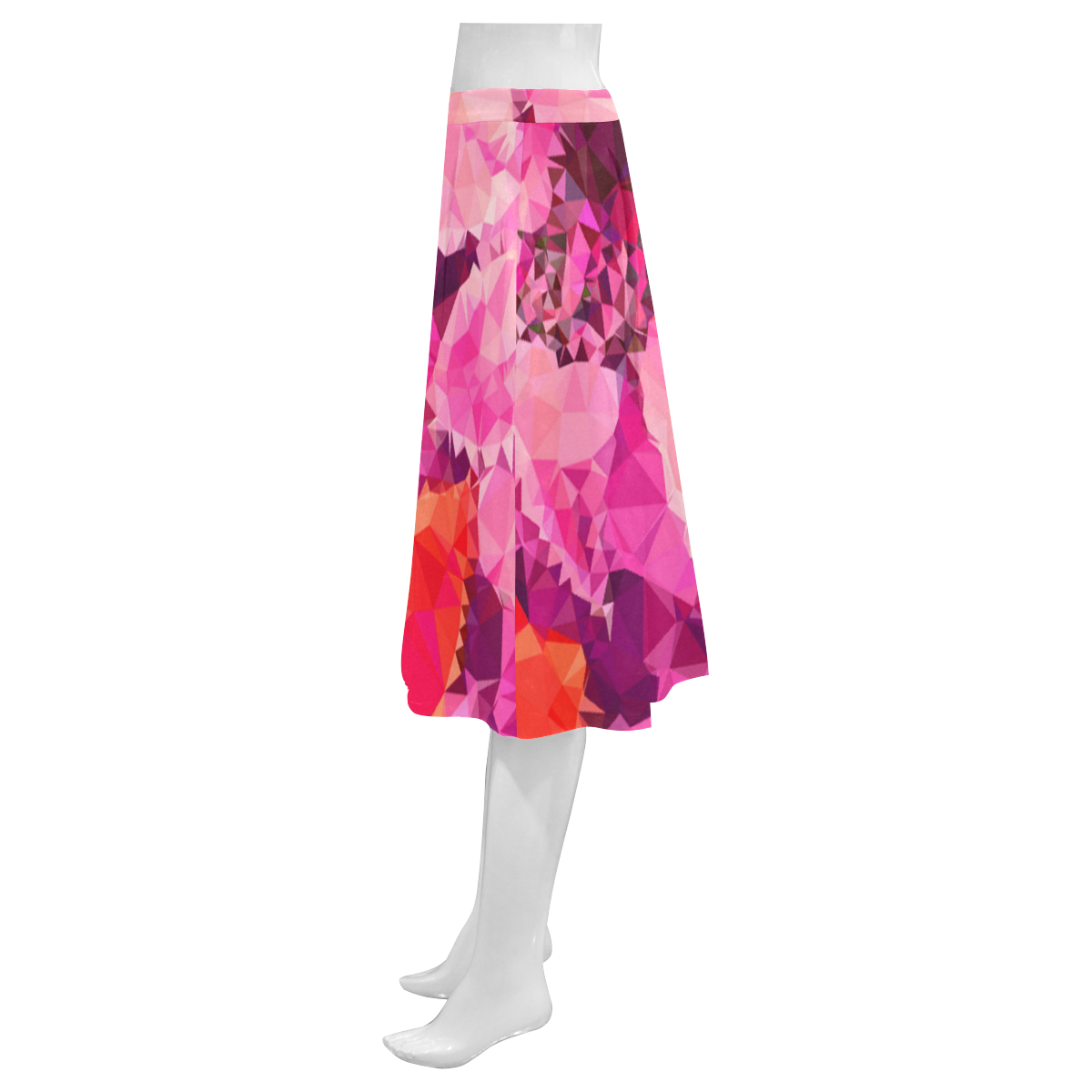 Geometric Magenta Garden Mnemosyne Women's Crepe Skirt (Model D16)