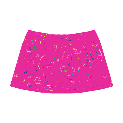 Confetti and  Party Streamers on Pink Mnemosyne Women's Crepe Skirt (Model D16)