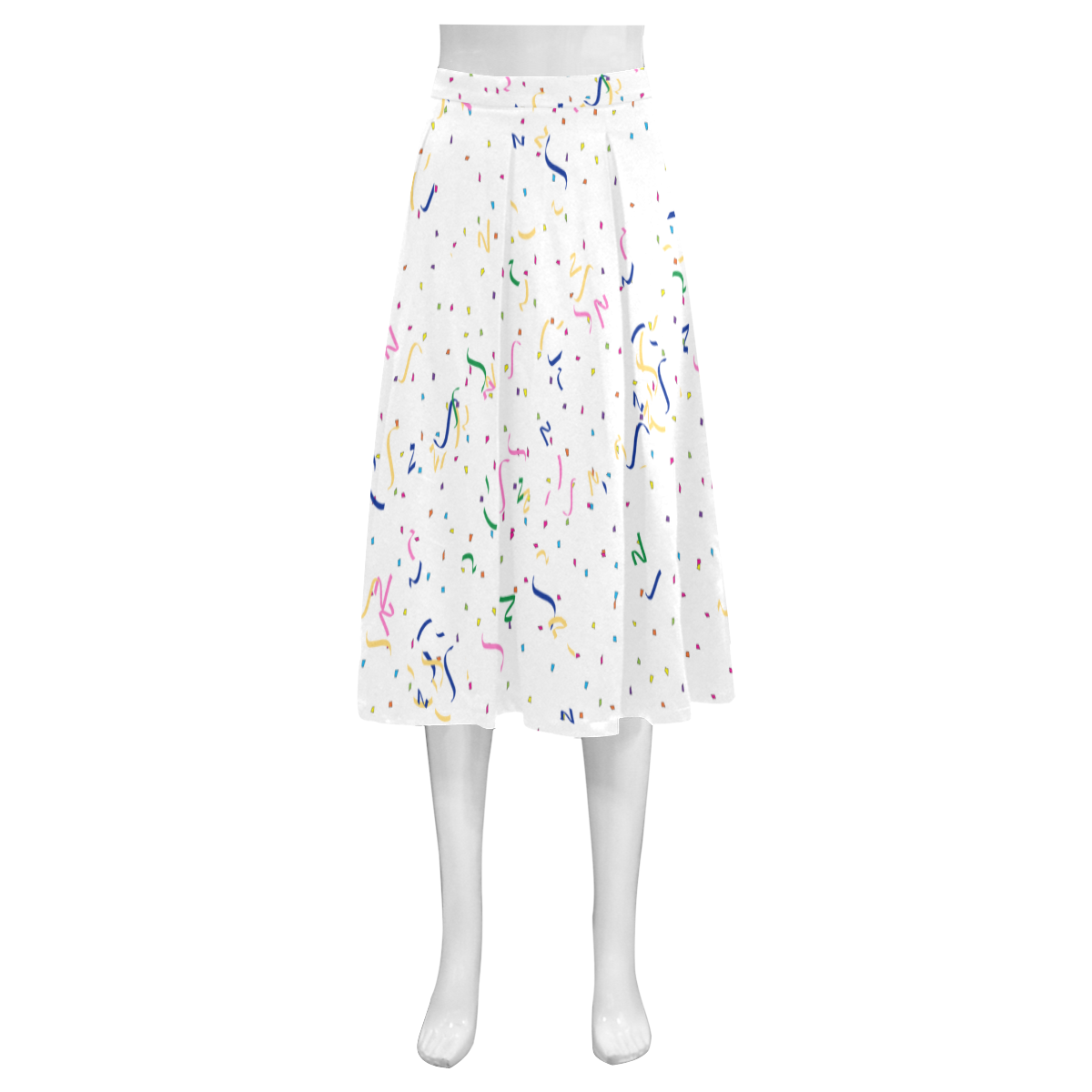 Confetti and  Party Streamers Mnemosyne Women's Crepe Skirt (Model D16)