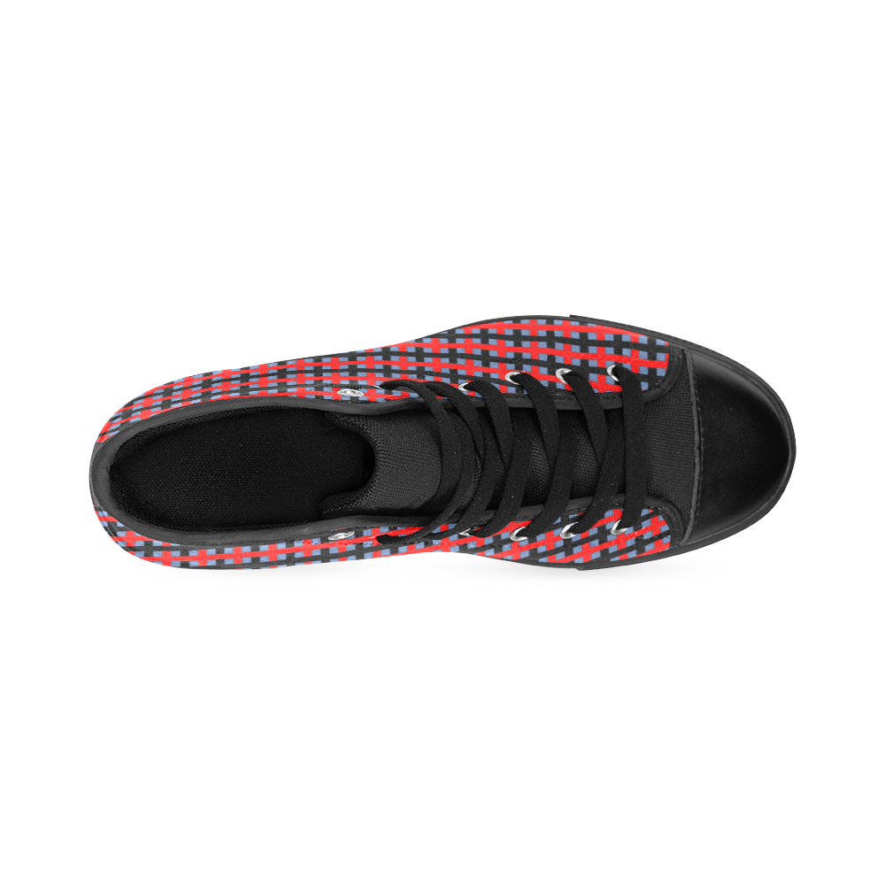 RED CHECKER Men’s Classic High Top Canvas Shoes /Large Size (Model 017)