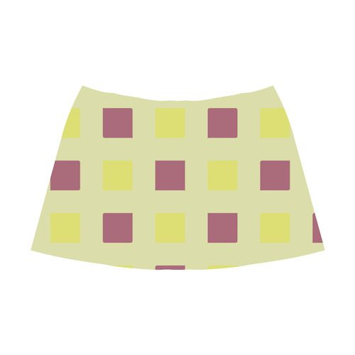 yellow and burgundy squares Mnemosyne Women's Crepe Skirt (Model D16)