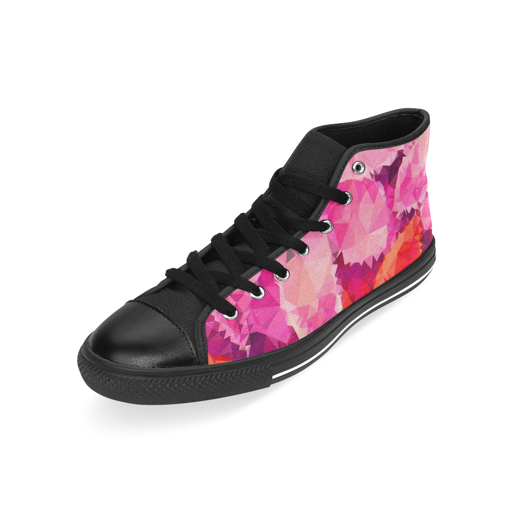 Geometric Magenta Garden High Top Canvas Women's Shoes/Large Size (Model 017)