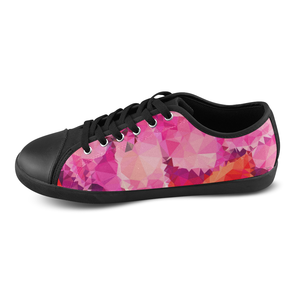 Geometric Magenta Garden Canvas Shoes for Women/Large Size (Model 016)