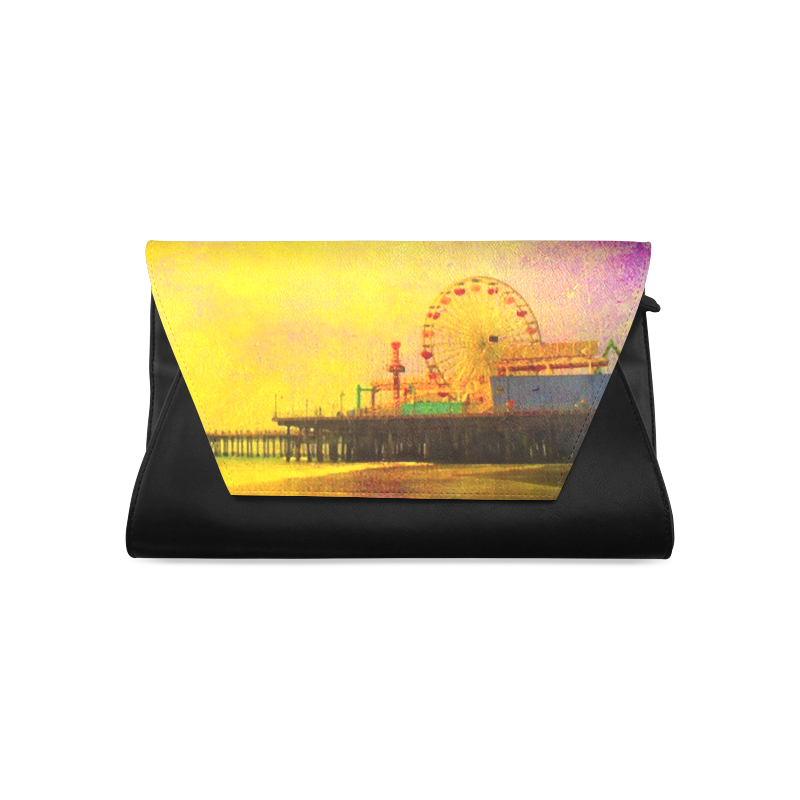 Yellow Purple Santa Monica Pier Clutch Bag (Model 1630)