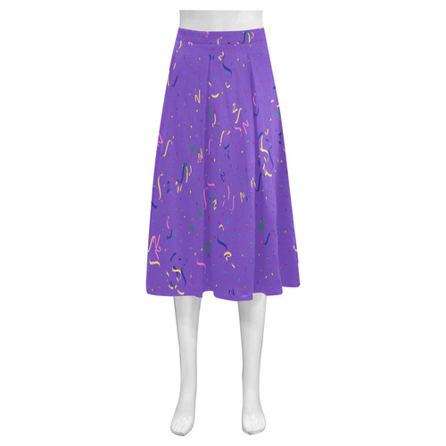 Confetti and  Party Streamers on Purple Mnemosyne Women's Crepe Skirt (Model D16)