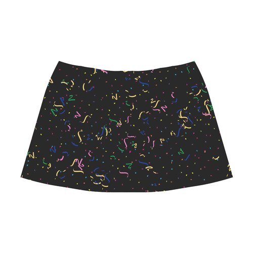 Confetti and  Party Streamers on Black Mnemosyne Women's Crepe Skirt (Model D16)