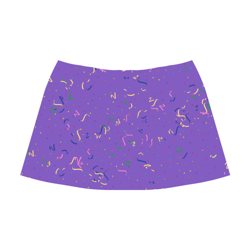 Confetti and  Party Streamers on Purple Mnemosyne Women's Crepe Skirt (Model D16)