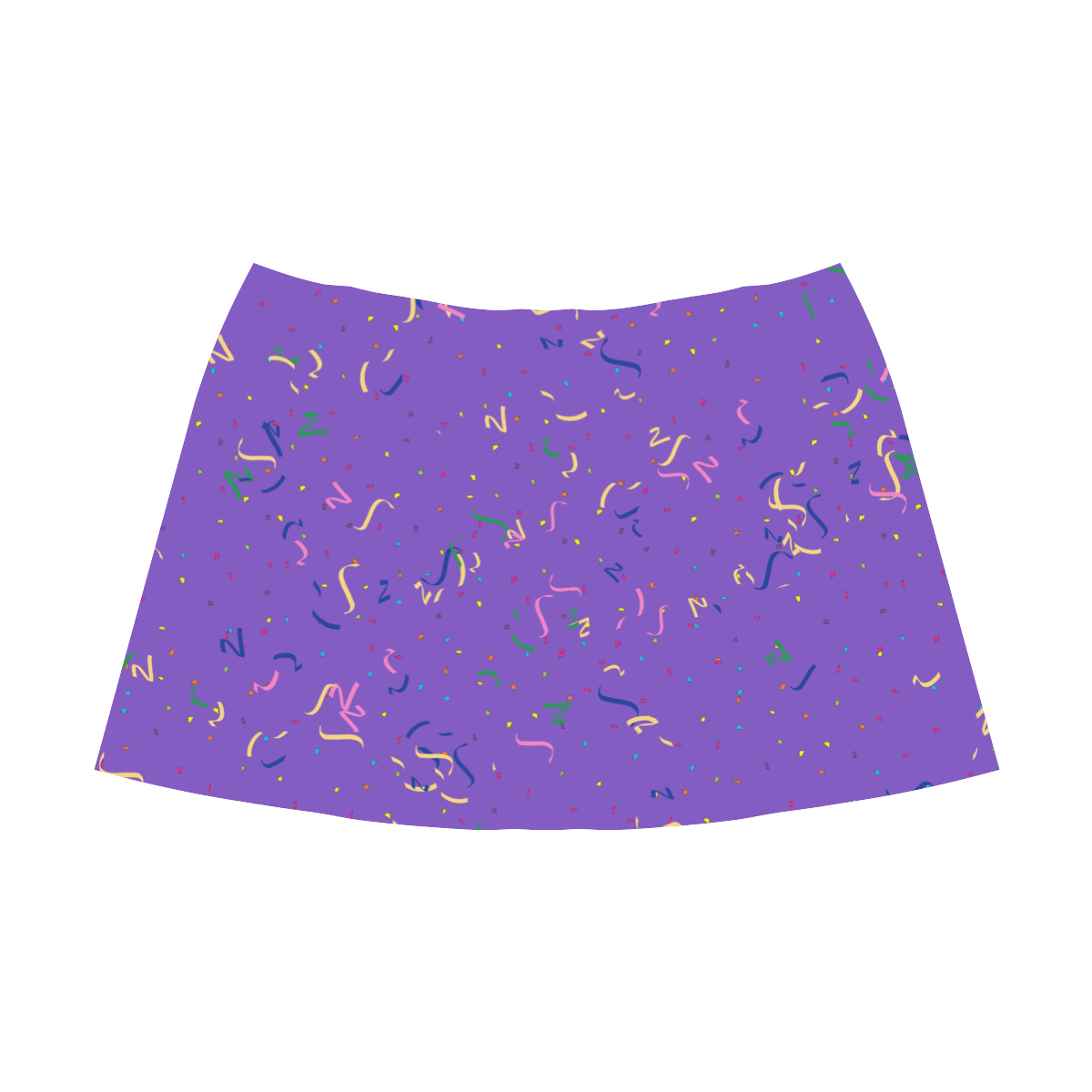 Confetti and  Party Streamers on Purple Mnemosyne Women's Crepe Skirt (Model D16)