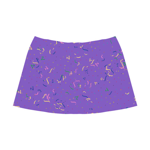 Confetti and  Party Streamers on Purple Mnemosyne Women's Crepe Skirt (Model D16)