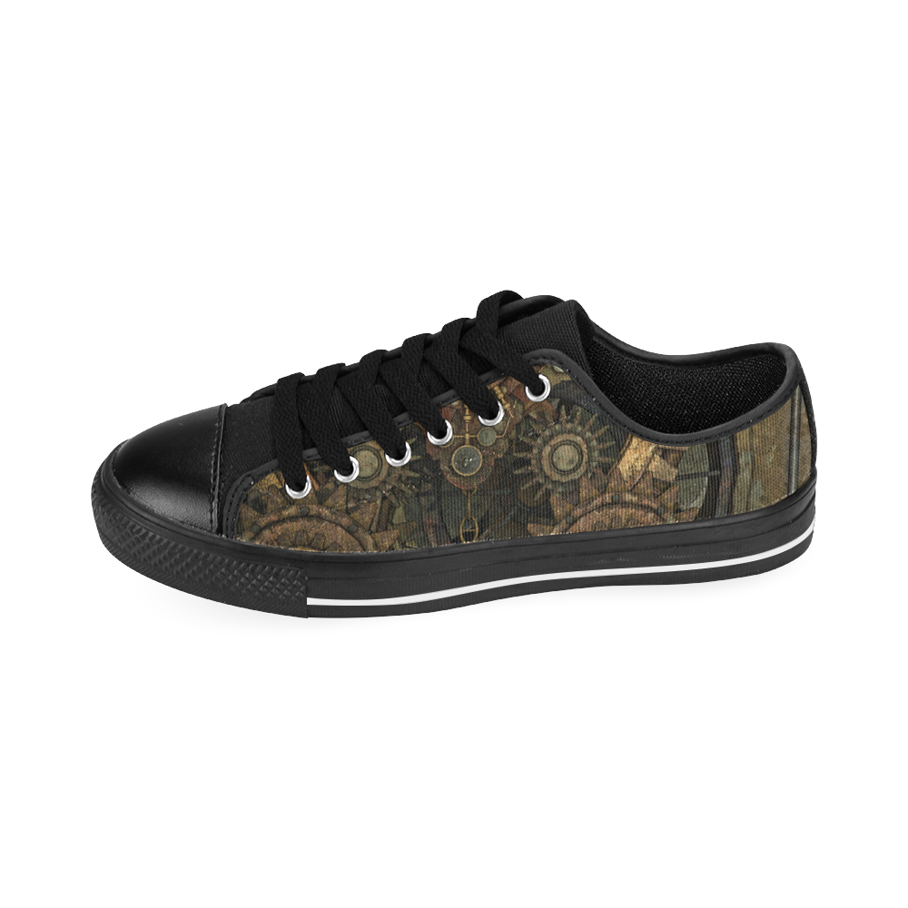 Rusty vintage steampunk metal gears and pipes Men's Classic Canvas Shoes (Model 018)