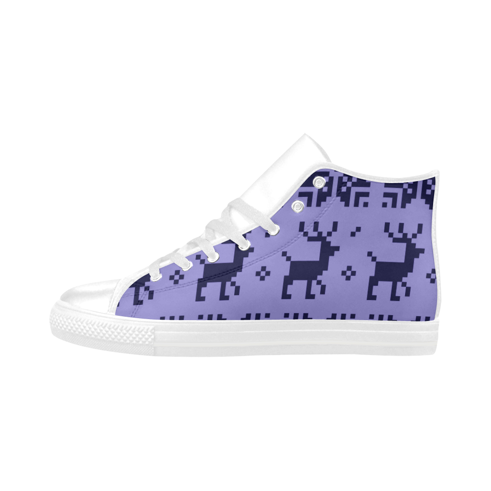 New design for Shoes : Wild and Nature edition 2016 / Inspired with Nordic Reindeers. Pixel art edit Aquila High Top Microfiber Leather Women's Shoes (Model 032)