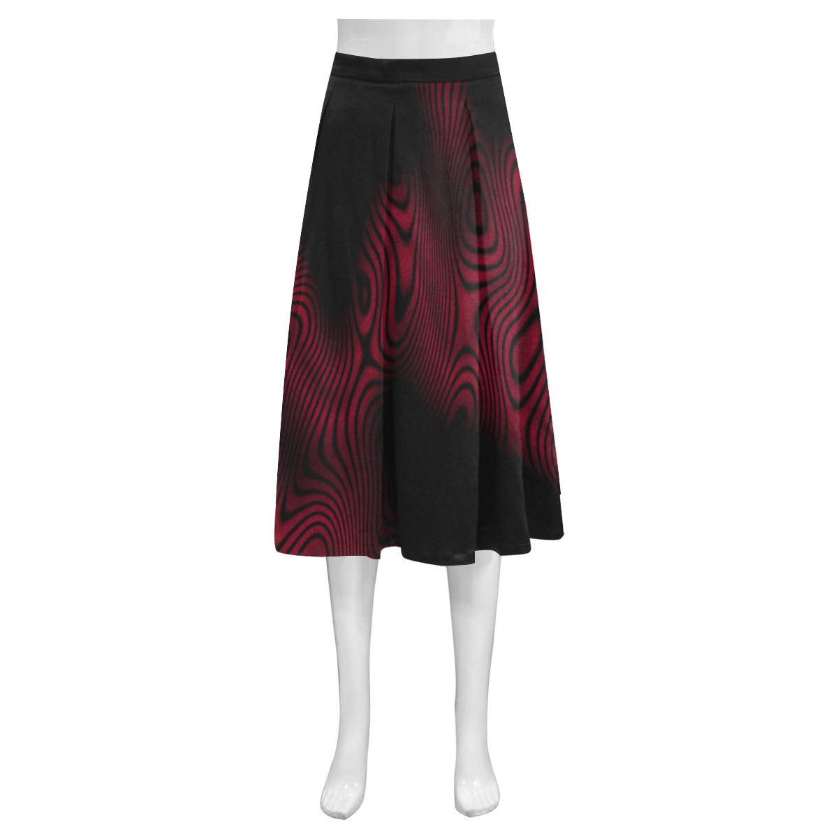 red and black abstract 453 Mnemosyne Women's Crepe Skirt (Model D16)