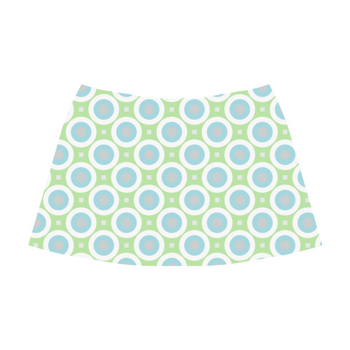 blue green and white geometric pattern Mnemosyne Women's Crepe Skirt (Model D16)