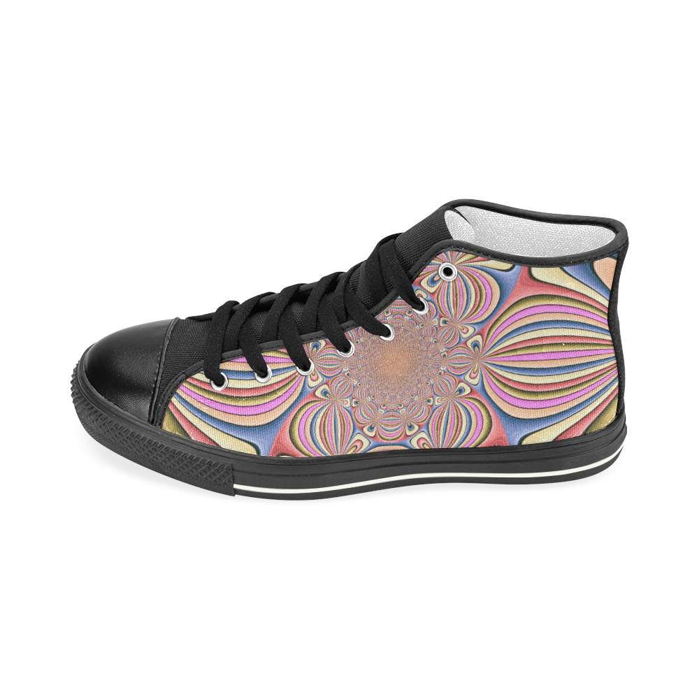 Pastel Shades Flower Ornament Women's Classic High Top Canvas Shoes (Model 017)