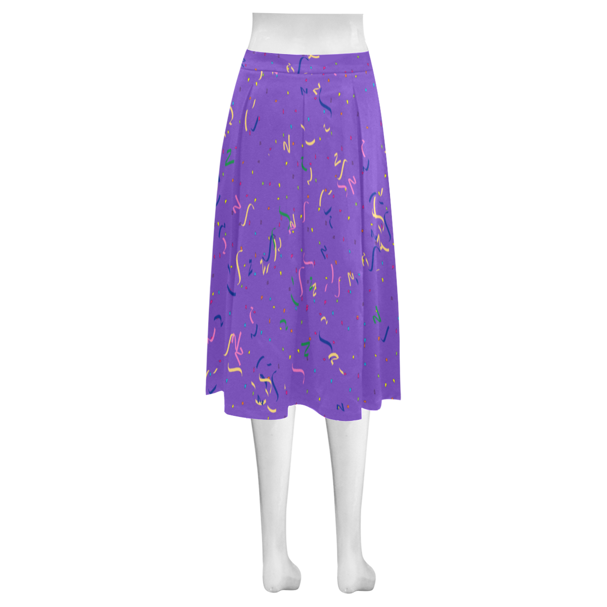 Confetti and  Party Streamers on Purple Mnemosyne Women's Crepe Skirt (Model D16)