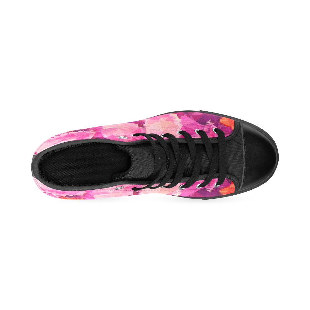 Geometric Magenta Garden High Top Canvas Women's Shoes/Large Size (Model 017)