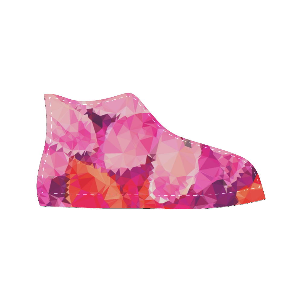 Geometric Magenta Garden High Top Canvas Women's Shoes/Large Size (Model 017)