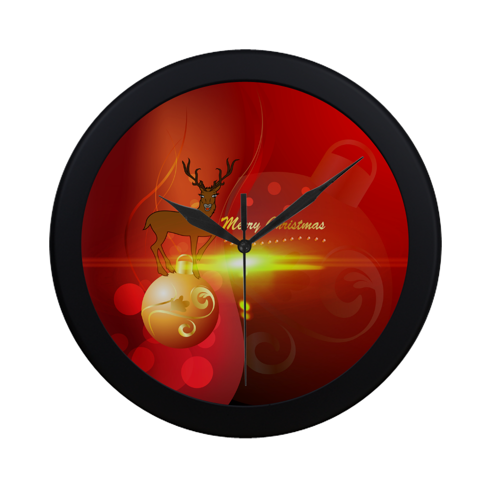 christmas design with reindeer Circular Plastic Wall clock