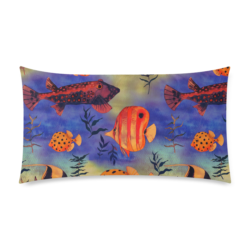 Animal fish - Colorful underwater world pattern Custom Rectangle Pillow Case 20"x36" (one side)