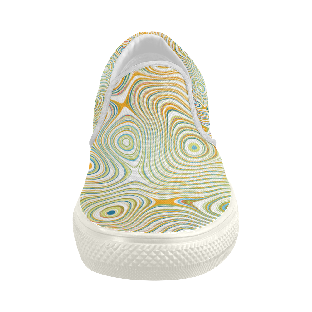 Multicolor Fluent Circle Women's Slip-on Canvas Shoes (Model 019)