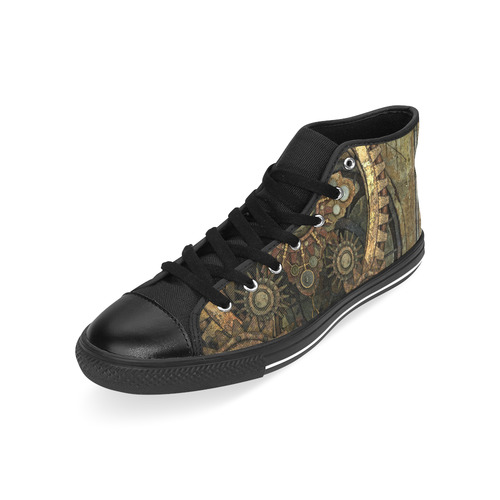 Rusty vintage steampunk metal gears and pipes Men’s Classic High Top Canvas Shoes /Large Size (Model 017)