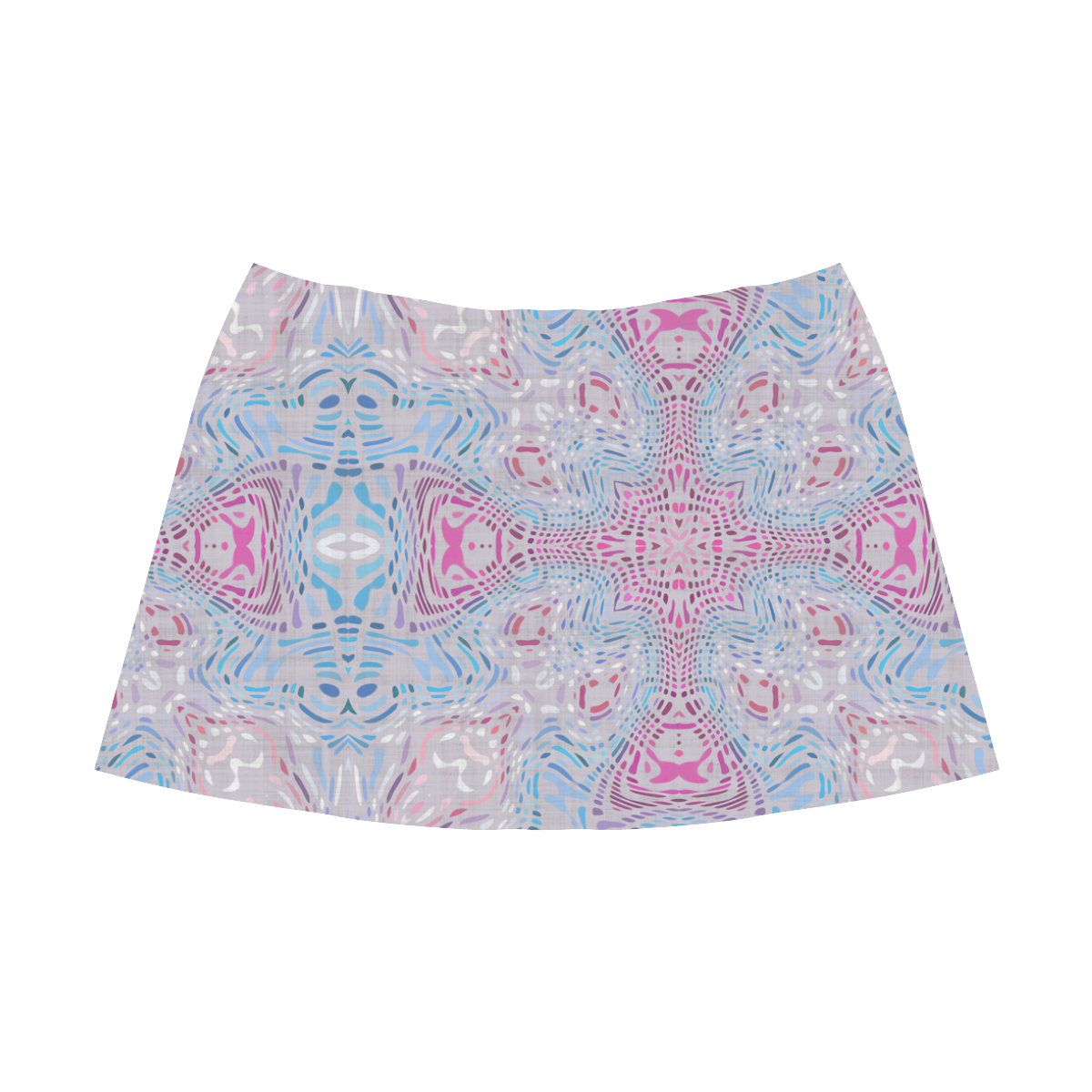 pink blue and white abstract Mnemosyne Women's Crepe Skirt (Model D16)