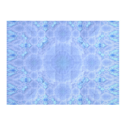 Blue Pastel Mandala Cotton Linen Tablecloth 52"x 70"