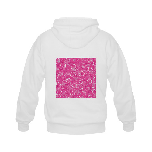 Elegant Pink hoodie with Hearts designers edition 2016 : feel the art! Gildan Full Zip Hooded Sweatshirt (Model H02)