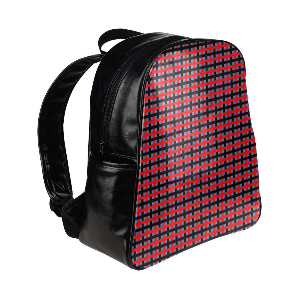 RED CHECKER Multi-Pockets Backpack (Model 1636)