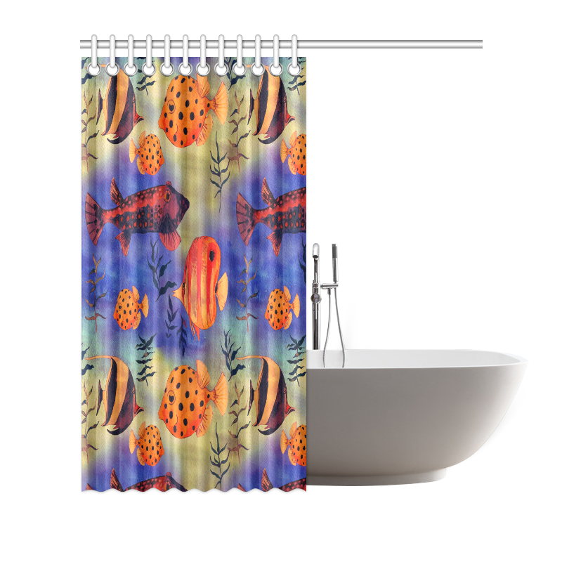 Animal fish - Colorful underwater world pattern Shower Curtain 72"x72"