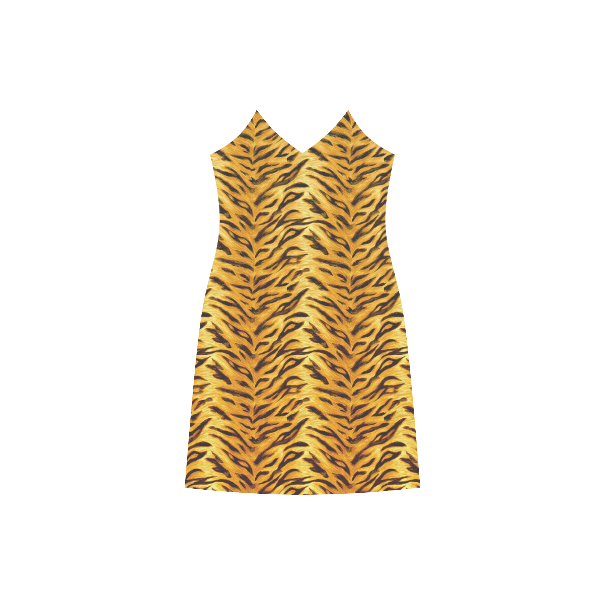 Tiger V-Neck Open Fork Long Dress(Model D18)