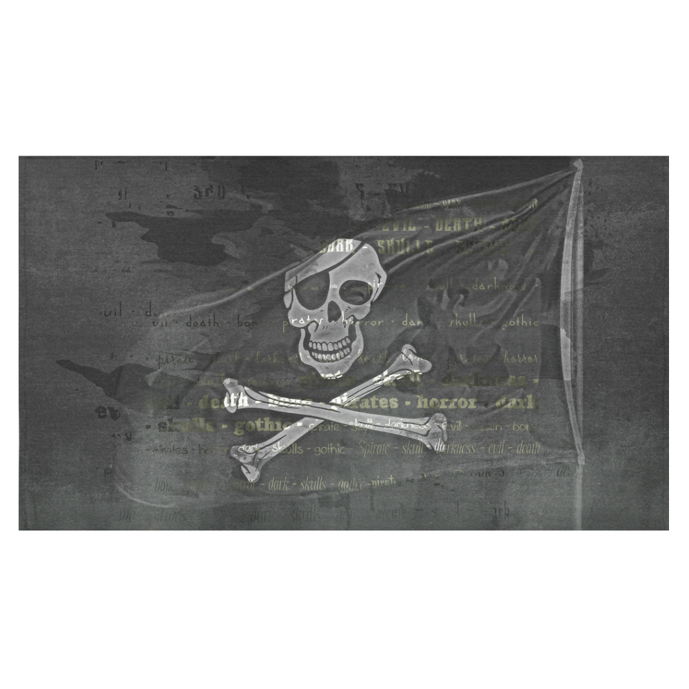 Vintage Skull Pirates Flag Cotton Linen Tablecloth 60"x 104"